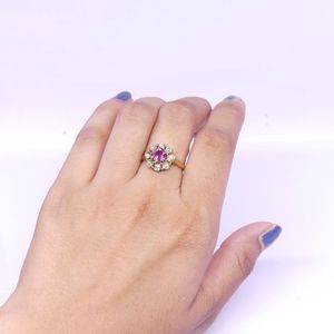 Anillos de Boda Antiguos Unisex con Turmalina de Corte Ovalado y Diamantes Redondos, Chapados en Oro de 14K, MOQ Bajo - Product Image 2