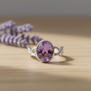 Natural <b>Amethyst</b> <b>Ring</b> in 925 Sterling <b>Silver</b>, Handmade Purple Gemstone Fine Jewelry Gift for Women, Elegant and Stylish Accessor - Product Image 3