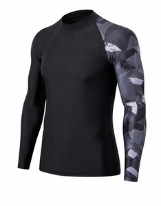 Factory Direct Sell OEM Men Long Sleeve Rash Guard Compression Shirt Camo <b>Print</b> UV Protection Custom Logo Gym MMA <b>Surf</b> Swimwear - Product Image 1