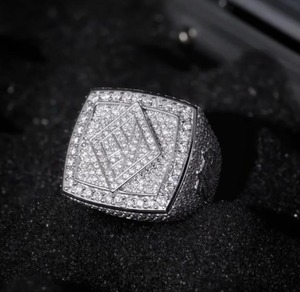Hip Hop Letter <b>Ring</b> <b>Mens</b> VVS Moissanite Diamond <b>Ring</b> Iced Out 925 Sterling Silver Statement Bling <b>Ring</b> Hip Hop Jewelry - Product Image 4