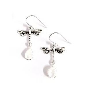 Sterling Silver Handmade Moonstone Butterfly Drop Earrings Women's E0435 Daily Wear Bezel Setting Wholesale - Product Image 2
