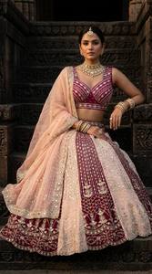 Conjunto de Lehenga Choli de red bordada Divyam Creation, estilo tradicional de boda hasta el suelo, para mujer, estilo India Pakistán, con Spandex - Product Image 6