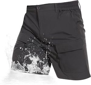 Shorts cargo pour homme, couleur unie, séchage rapide, taille mi-haute, fermeture boutonnée, shorts décontractés, avec poches, tissu Oxford - Product Image 3