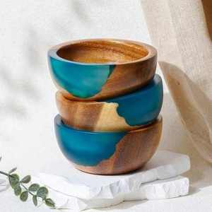 Handcrafted Eco-Friendly Wooden Resin Classic Serving Bowl Natural Burl Wood Purple <b>Epoxy</b> Inlay Dining <b>Table</b> Gift SHEERI - Product Image 2