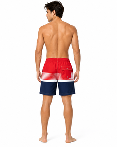 Shorts de bain pour hommes à séchage rapide 100% coton polyester, rayés, pour la plage, maillots de bain d'été, haute qualité, logo personnalisé OEM ODM - Product Image 4