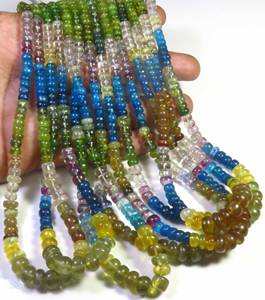 ลูกปัดอพาไทต์หลากสีสวยงาม ขนาด 16 นิ้ว ลูกปัดอพาไทต์ธรรมชาติเจาะรูตรงกลาง ขนาด 4.5-7.5 มม. ลูกปัดรอนเดลล์เรียบเนียน สำหรับทำเครื่องประดับ - Product Image 5