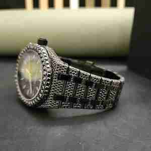 Elegant Fashion Mossianite Diamond Luxury Stainless Steel Round Case Baguette Dial Analog ETA Movement Unisex <b>Watch</b> - Product Image 4