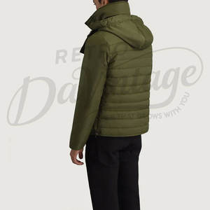 Chaqueta Acolchada Gruesa Color Verde Oliva para Hombre con Capucha Desmontable Extra Grande, Chaqueta de Invierno Cálida y Acolchada, Abrigo Térmico - Product Image 5