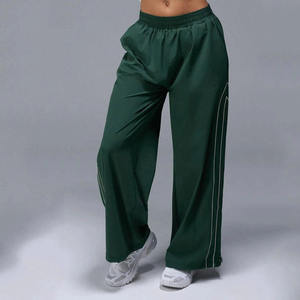 Men's Wide Leg Jogger Pants Elastic Waist Side Stripe Breathable Lightweight Polyester Casual <b>Summer</b> <b>Trousers</b> - Product Image 1