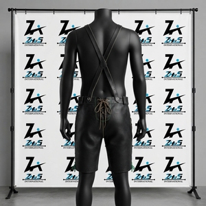 Shorts bavarois taille haute en cuir brodé, style décontracté Bermuda, imperméables, avec logo frontal, en polyester, fabrication artisanale - Product Image 2