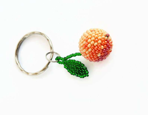 Peach Beaded Eco-Friendly Animal Pattern Simple Keychain for Women Fruit Accessory - Product Image 1