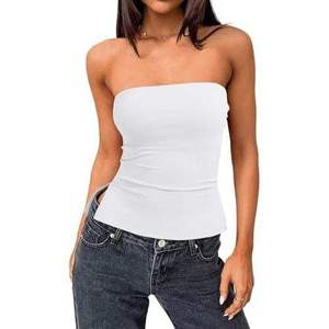 Top Tubo Ajustado para Mujer, Top Corto sin Tirantes, Bandeau para Fiesta, Club, Salida Nocturna, Look Moderno y Sencillo - Product Image 1