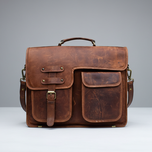 Sacs pour ordinateur portable grande capacité pour hommes 2026 – Sac fourre-tout robuste en cuir véritable de haute qualité avec bandoulière - Product Image 1