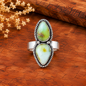 Anillo de Plata Turquesa Palomino Hecho a Mano Estilo Bohemio Occidental Joyería con Piedras Preciosas Anillo Ajustable de Moda del Suroeste - Product Image 1