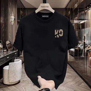 Camiseta de Manga Corta Negra para Hombre Leadzones, Cuello Redondo, Corte Regular, Tejido de Algodón, Estilo Casual, Transpirable, Lavada - Product Image 4