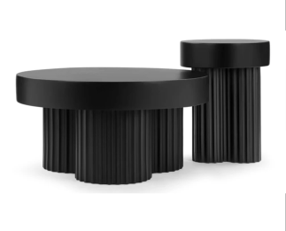 Table d'appoint en béton au design cannelé trèfle moderne, minimaliste pour salle à manger, appartement, hôtel, villa, bureau, immeuble - Product Image 2
