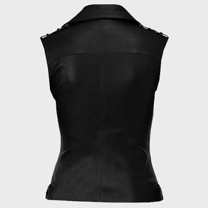 Chaleco de Motocicleta de Cuero para Mujer con Cierre - Product Image 2