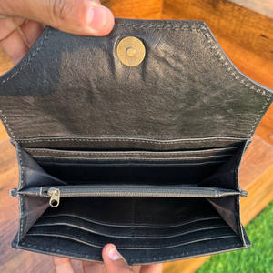 Portefeuille en cuir de vachette noir pour femmes pochette en cuir véritable de haute qualité grand portefeuille en cuir de vachette cadeaux pour Cowgirl - Product Image 5