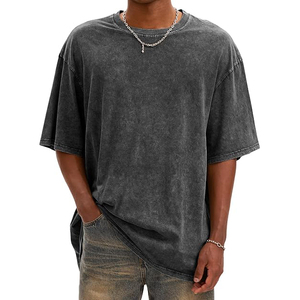 T-shirt délavé à l'acide avec effet marbré, en jersey doux, col ras du cou décontracté - Product Image 4