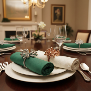 Juego de Servilleteros de Metal con Cuentas de Lujo |   Porta Cubiertos Decorativo de Hierro y Cristal |   Anillos Decorativos para Mesa de Comedor para Fiestas de Boda - Product Image 1