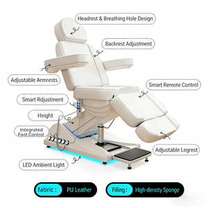 Cama de Tratamiento Facial Portátil Profesional, Ajuste Eléctrico de Altura, Silla de Masaje de PU para Fisioterapia y Cosmética, para Salón de Belleza - Product Image 6