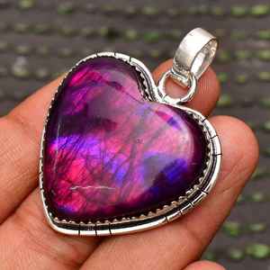 Pendentif croix en labradorite violette, fait main, en argent sterling, pierre précieuse naturelle, bijoux de mode, qualité supérieure pour femmes, vente en gros - Product Image 3