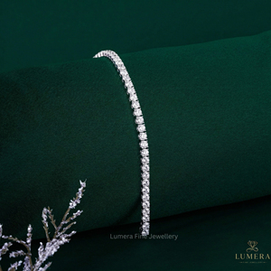 Pulsera de tenis de lujo con corte brillante redondo y certificado IGI para mujer |   Pulsera de tenis con diamantes chapada en oro blanco - Product Image 3