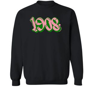 Sudadera Negra Gráfica 1908 con Cuello Redondo, Manga Larga, Puños Acanalados, Informal, de Forro Polar para Mujer, Top de Moda Urbana para el Día a Día - Product Image 1