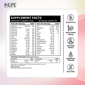 Cápsulas Multivitamínicas para Mujeres, 23 Vitaminas y Minerales con Biotina, D3, Calcio, Ginseng, Semilla de Uva, Arándano, 60 Unidades - Product Image 5