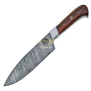 Cuchillo de Chef Artesanal de Acero de Damasco para Cocina, Cuchillo Forjado a Mano con Funda de Cuero, Hoja Fija de Alta Calidad - Product Image 1
