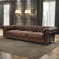 Sofá Seccional Chesterfield de Madera Maciza Blue Ocean, Convertible, Extensible, Moderno, Reclinable, de Tres Plazas, con Espuma Refrigerante y Aluminio