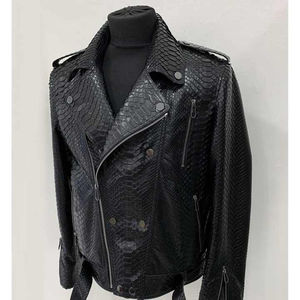 Chaqueta de Invierno de Piel de Serpiente para Hombre, de Alta Calidad, Ecológica, con Logotipo Personalizado, Estilo Vintage, Cortavientos - Product Image 3