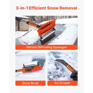Spazzola per Neve 3 in 1 per Auto con Testa Girevole a 180 Gradi, Raschietto per Ghiaccio, Spazzola per Parabrezza da 34,3-42 Pollici, Efficace contro il Ghiaccio - Product Image 2
