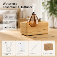 Diffuseur d'huiles essentielles sans eau HIITII, en verre et bois, nébulisation, rechargeable par USB Type-C, portable, pour hôtel, SPA, diffuseur de parfum