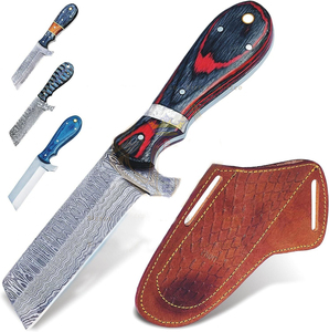 มีดทำมือ ใบมีดตีขึ้นรูป สำหรับงานอุตสาหกรรม ตัดวัว ปอกหนัง ด้ามไม้ ผลิตตามแบบ OEM ปรับแต่งได้ ทำจากเหล็กดามัสกัส สำหรับล่าสัตว์และตั้งแคมป์ - Product Image 1