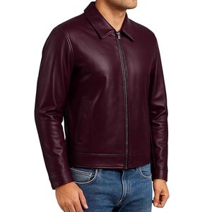 Chaqueta de Cuero Genuino para Hombre, Chaqueta de Motociclista de Piel de Vaca, Corte Ajustado, Abrigo de Invierno, Proveedor OEM Personalizado - Product Image 4