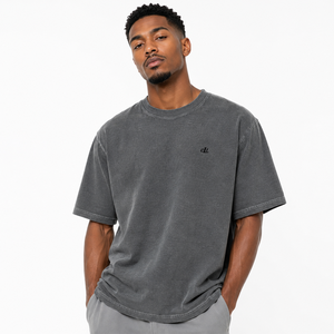 T-shirt en coton surdimensionné délavé style vintage, conception OEM, impression de logo personnalisé, streetwear décontracté, chemises pour hommes, fournisseur en gros - Product Image 1
