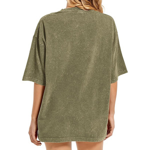 T-shirt noir délavé oversize, style décontracté, couleur unie, écologique, 100% coton, col rond, logo, unisexe, manches courtes - Product Image 5