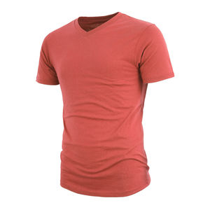 Camiseta de Verano de Alta Calidad 100% Algodón Tejido con Cuello en V para Hombre, Color Sólido, Ropa Casual al por Mayor 2026 - Product Image 3
