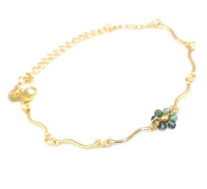 กำไลข้อมือคริสตัลบำบัดดีไซน์คลาสสิกประดับด้วยพลอยเทอร์ควอยซ์ธรรมชาติจากแอฟริกา ชุบทอง 24K สายปรับได้ สำหรับผู้หญิง - Product Image 2