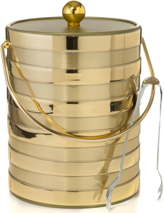 Cubo de Hielo Metálico Dorado con Asa y Pinzas, Estilo Glamuroso, Resistente a la Oxidación, Enfriador de Bebidas para Bar y Fiestas - Product Image 1