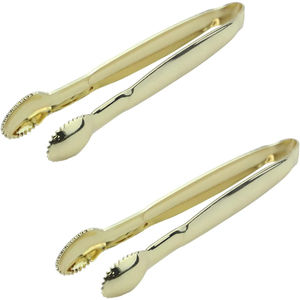 Pinzas de acero inoxidable para servir, con baño de oro, para cubos de azúcar, hielo, para fiestas de té, uso en bares de café, suministro directo de fábrica. - Product Image 1