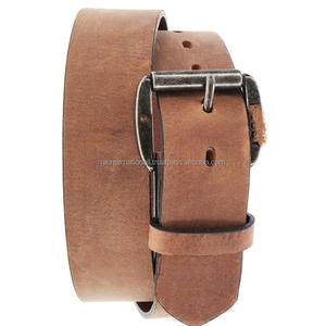 เข็มขัดลําลองหนังแท้สีน้ําตาลอ่อนชิ้นเดียวขนาดที่กําหนดเองเข็มขัดเอวทําด้วยมือพร้อมหัวเข็มขัดลูกกลิ้งเงินโบราณมีสไตล์ - Product Image 3