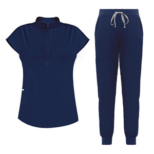 Conjunto de Uniforme Médico Personalizado Unisex, Azul Marino, de Algodón y Poliéster, Pantalones y Blusa de Punto, Ropa de Trabajo para Hospitales, Enfermería - Product Image 1