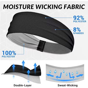 Non-Slip Elastic Soft Cotton Headband Yoga Fitness <b>Workout</b> Custom Logo Print Sweatband Sports Headband - Product Image 2