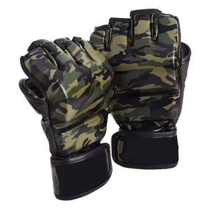 Gants de Sparring MMA Professionnels à Demi-Doigts avec Logo Personnalisé, en Cuir Respirant, Fermeture à Lacets, Anti-Humidité pour le Poignet - Product Image 2