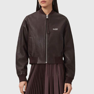 เสื้อแจ็คเก็ตหนังแท้ทรงครอปสำหรับผู้หญิง แฟชั่นเสื้อแจ็คเก็ตหนังทรงครอปสำหรับผู้หญิง ราคาดีที่สุด - Product Image 1