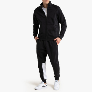 Ensemble de survêtement noir pour homme à demi-zip, manches longues, décontracté, avec poches latérales, respirant, pour l'automne - Product Image 4