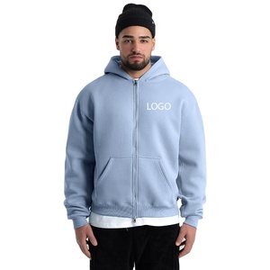 Sudadera con Capucha de Felpa de Algodón con Cierre Frontal, Estilo Urbano, para Hombre, Corte Holgado, Manga Larga, con Logotipo Personalizado al por Mayor - Product Image 1