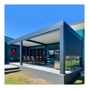 Pérgola económica 3x3 Pérgola bioclimática de aluminio negro Pérgola con persianas para exteriores impermeable sostenible unida <span class=keywords><strong>a</strong></span> la <span class=keywords><strong>pared</strong></span> - Product Image 5